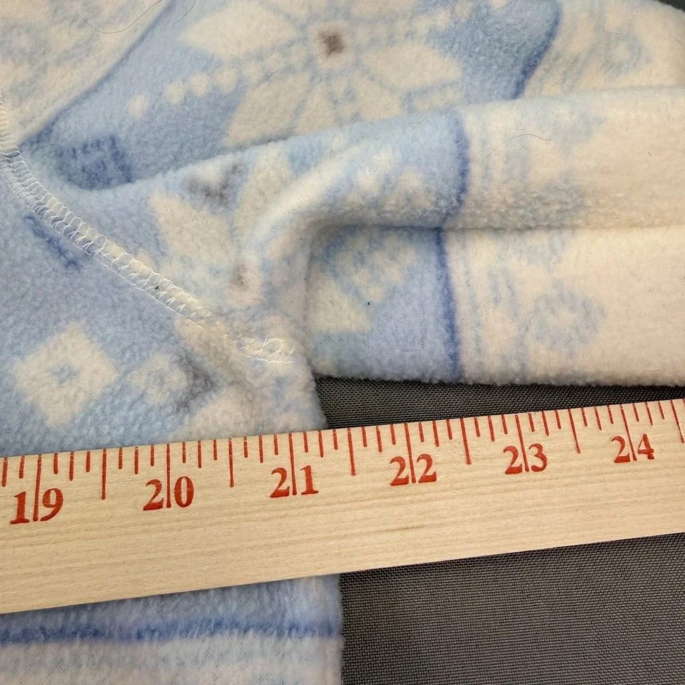 Womens C&B White Fleece Winter Cardigan Jacket Zipper Sz‎ L Snowflake Snow